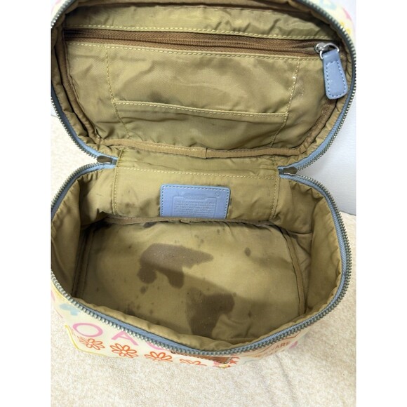 Y2K COACH MULTICOLOR RAINBOW LAMINATED BANDANA BLUE TOP HANDLE POUCH BAG PURSE - Picture 11 of 12